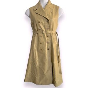 Laurél Double Breasted Belted Sleeveless Trench Dress Size 6 Faux Leather